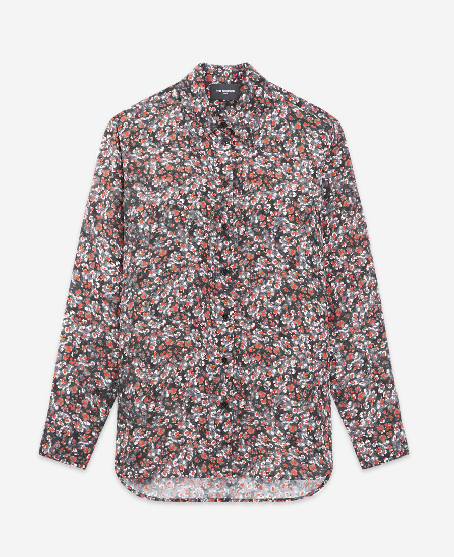 The Kooples FEMME BLACK - RED chemise imprim&eacute; fleuri