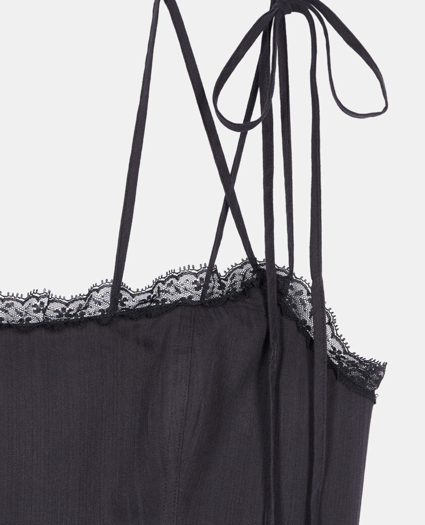 The Kooples FEMME BLACK robe longue avec dentelle noire