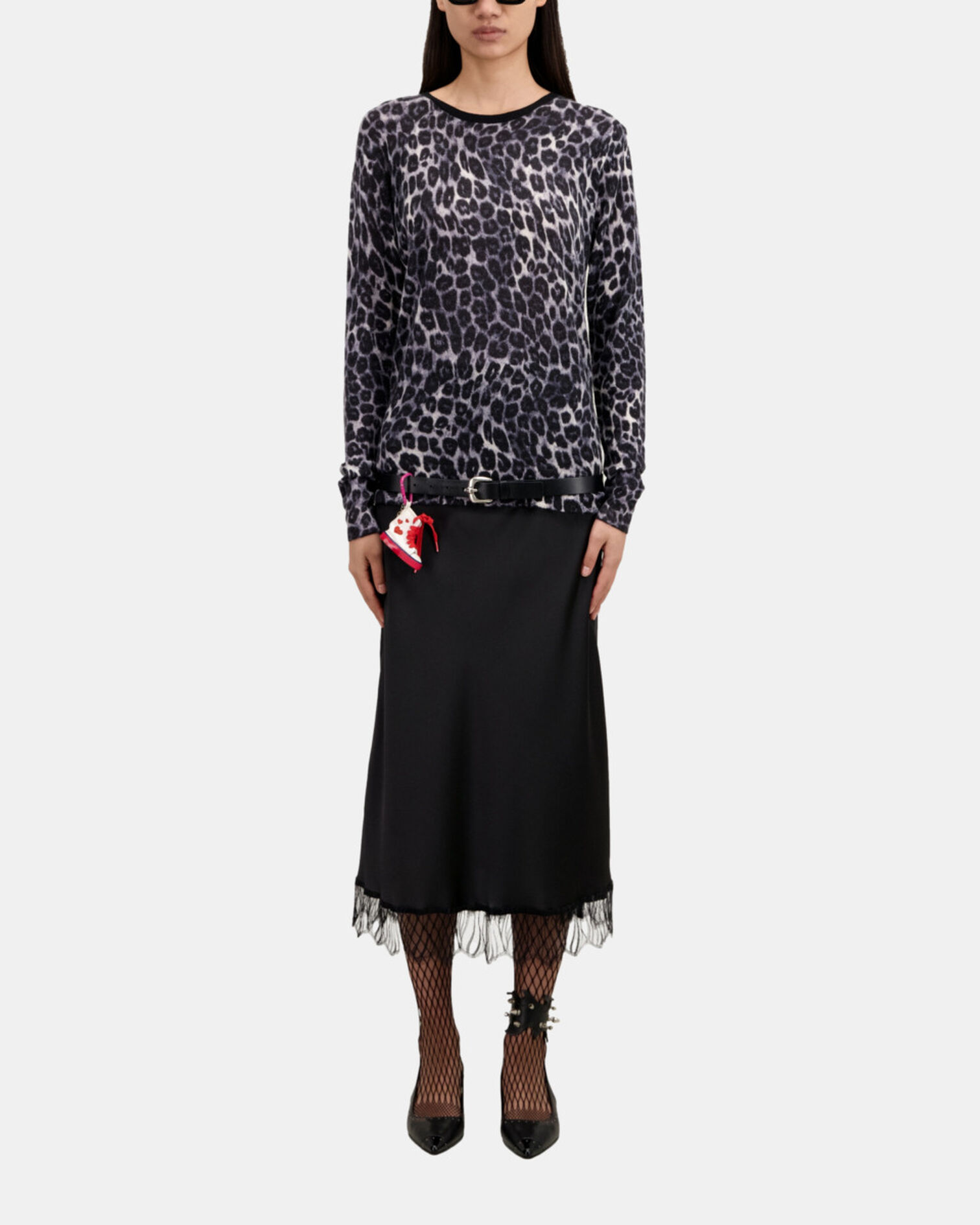 Printed cashmere sweater, BLACK WHITE LEOPARD, hi-res image number null