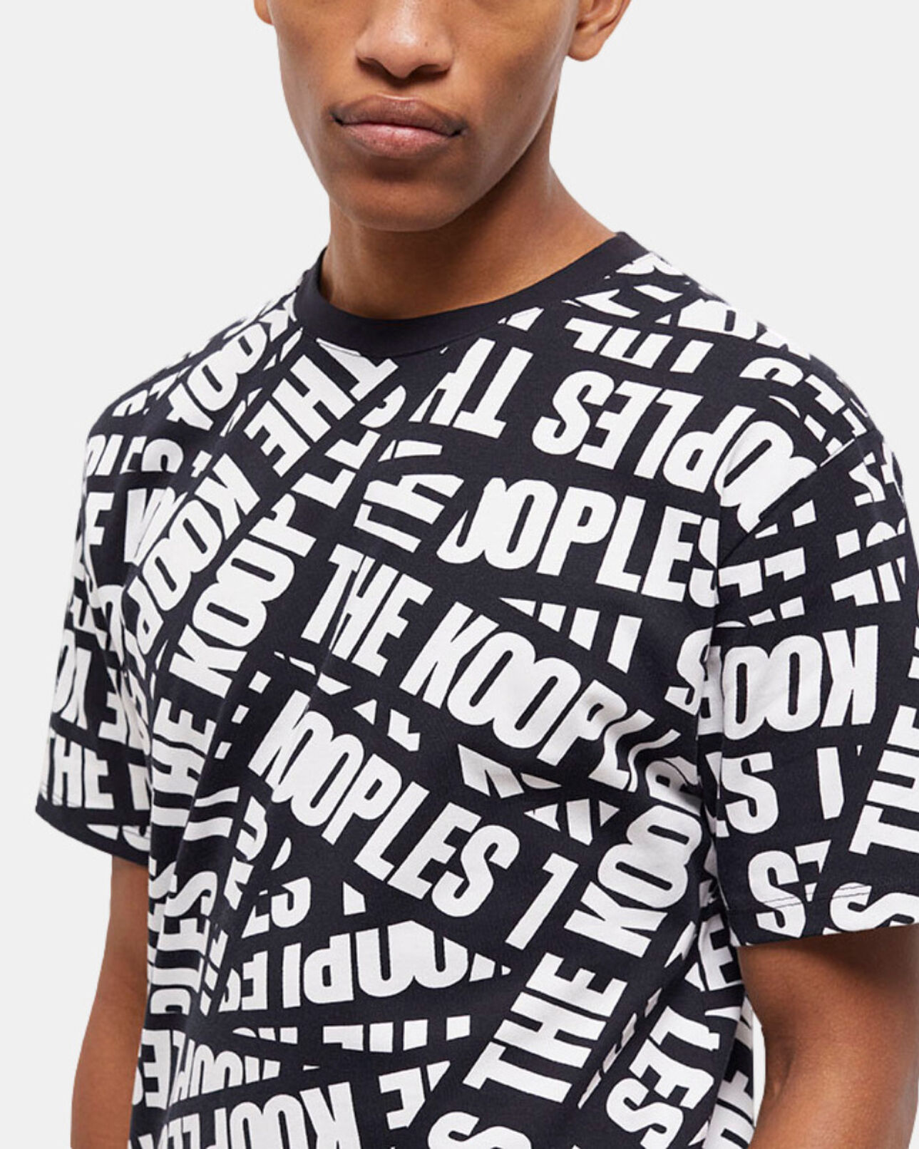 The Kooples H BLACK / WHITE men's t-shirt with tape logo