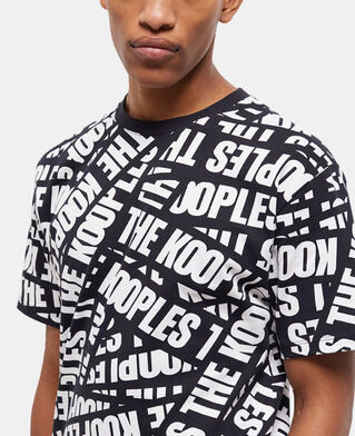 The Kooples MEN BLACK / WHITE men's t-shirt with tape logo