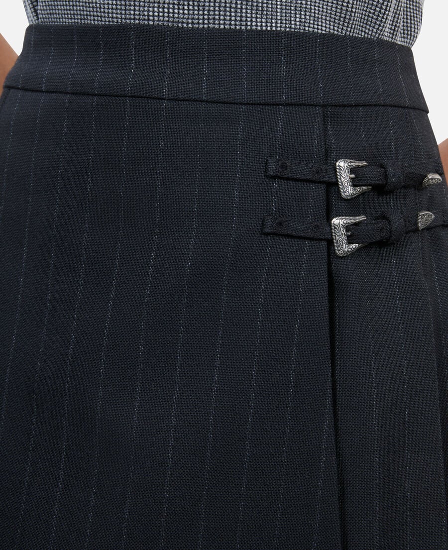 The Kooples WOMEN BLACK short black striped pleated skirt