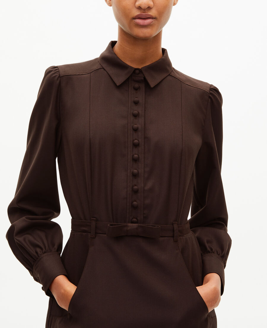 The Kooples F CHOCOLATE short dress in brown wool