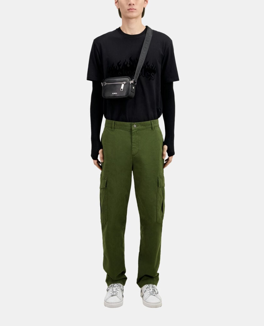 The Kooples HOMME KAKI pantalon cargo en coton kaki