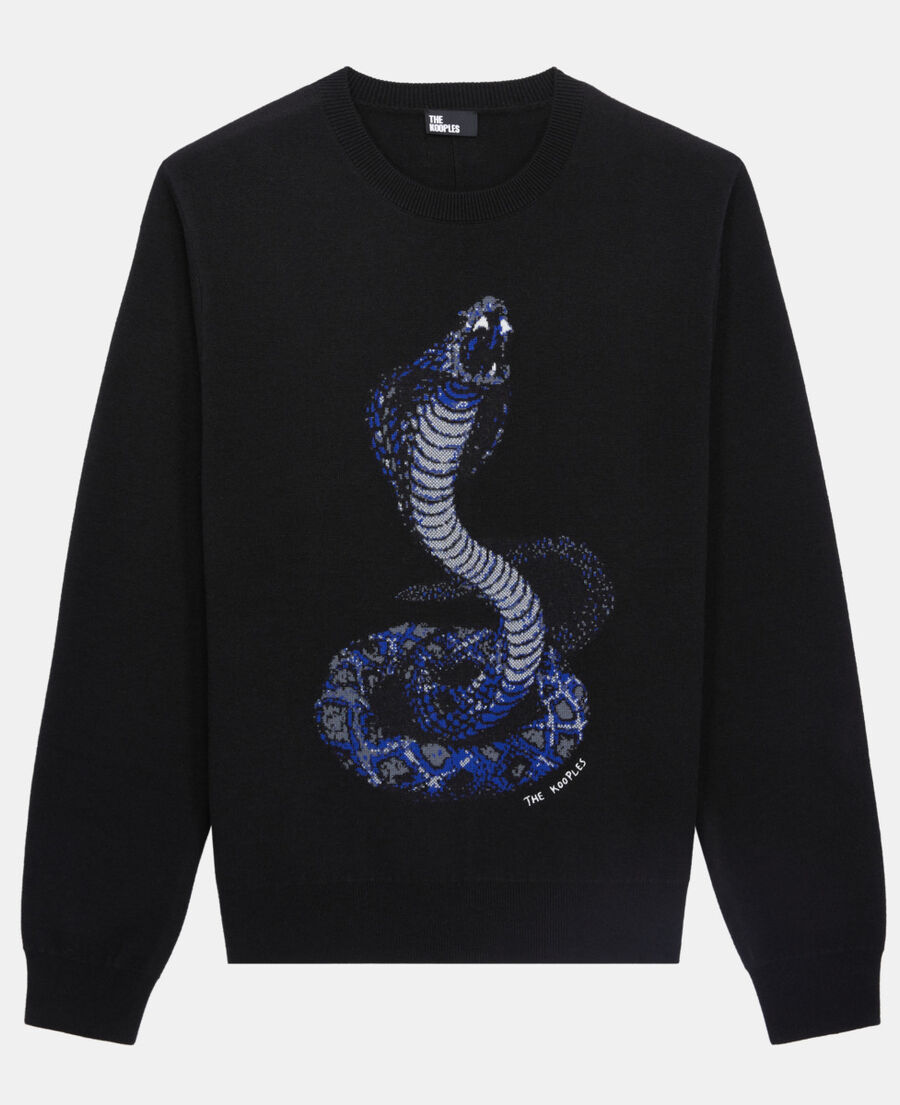 pull noir cobra en laine mélangée