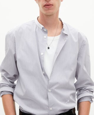 The Kooples HERREN WHITE / BLUE hemd mit offizierskragen und feinen streifen in hellblau