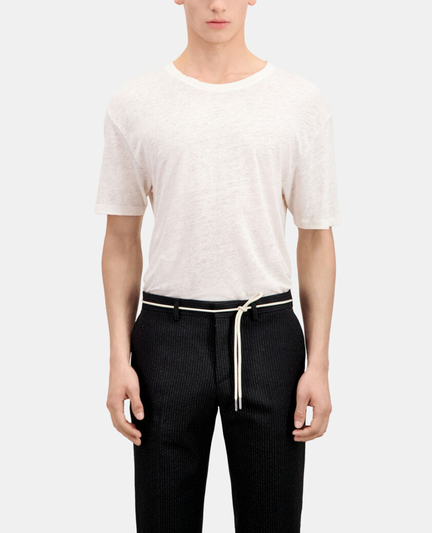 The Kooples HOMME ECRU t-shirt homme ecru en lin avec blason