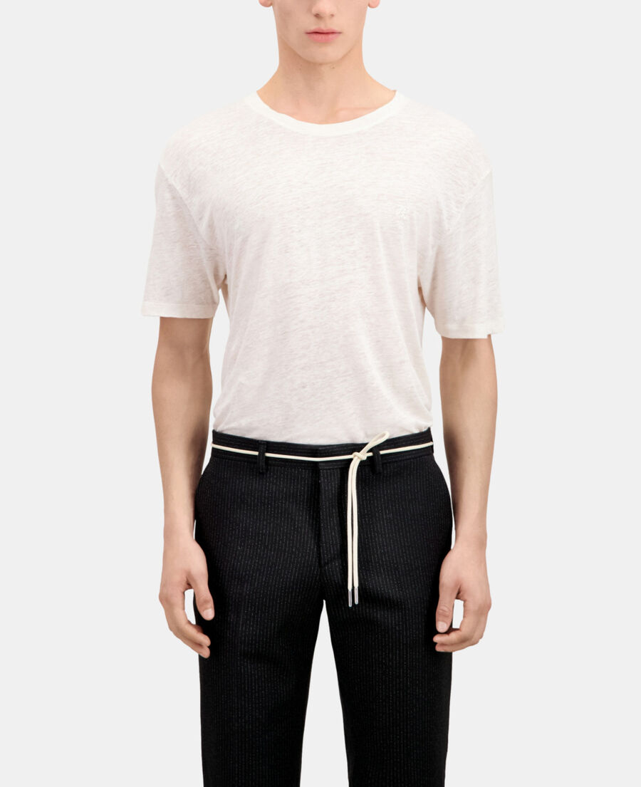 The Kooples HERREN ECRU ecrufarbenes t-shirt herren aus leinen mit wappen