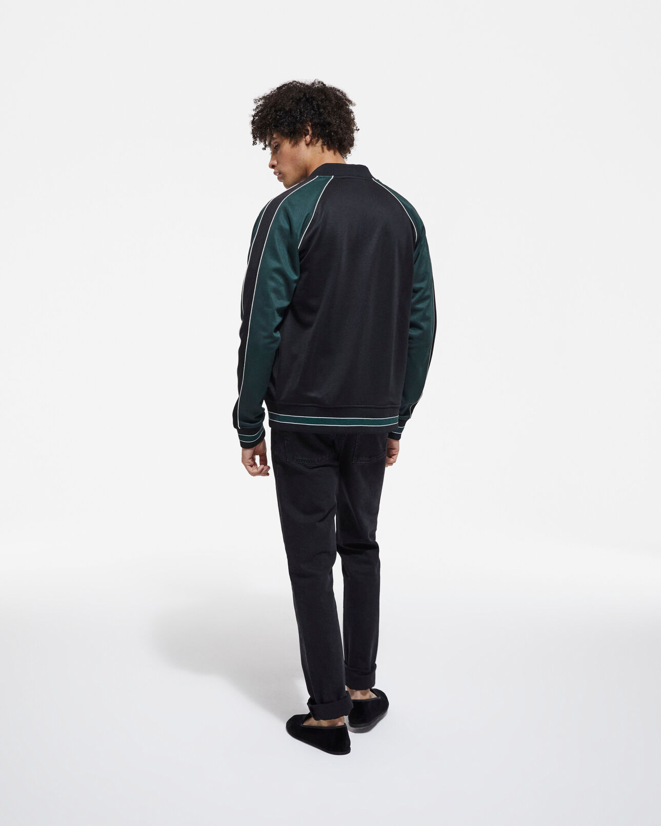 The Kooples HOMME VERT BOUTEILLE sweatshirt zippé bicolore