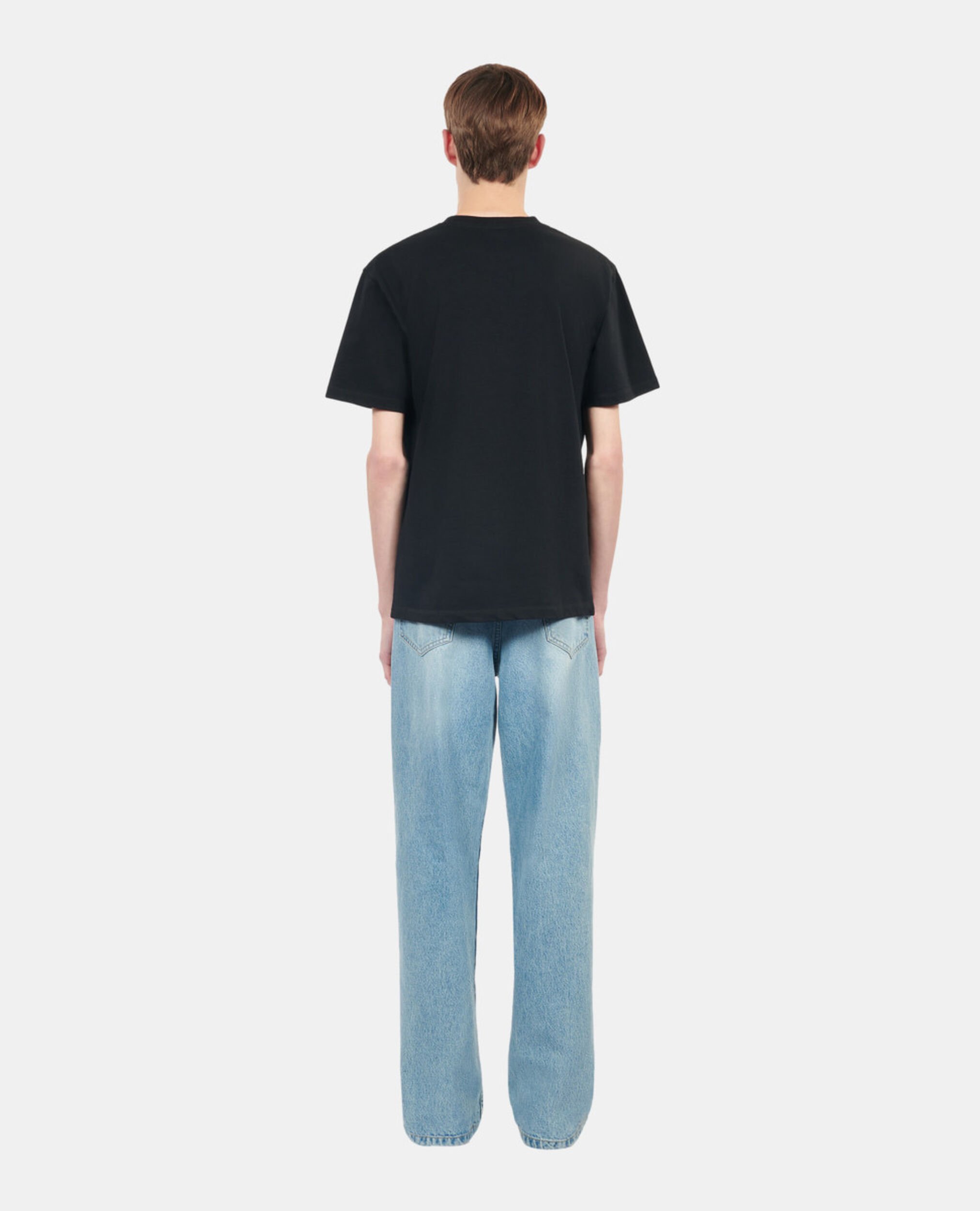 Schwarzes T-Shirt mit Butterfly-Beflockung, BLACK, hi-res image number null