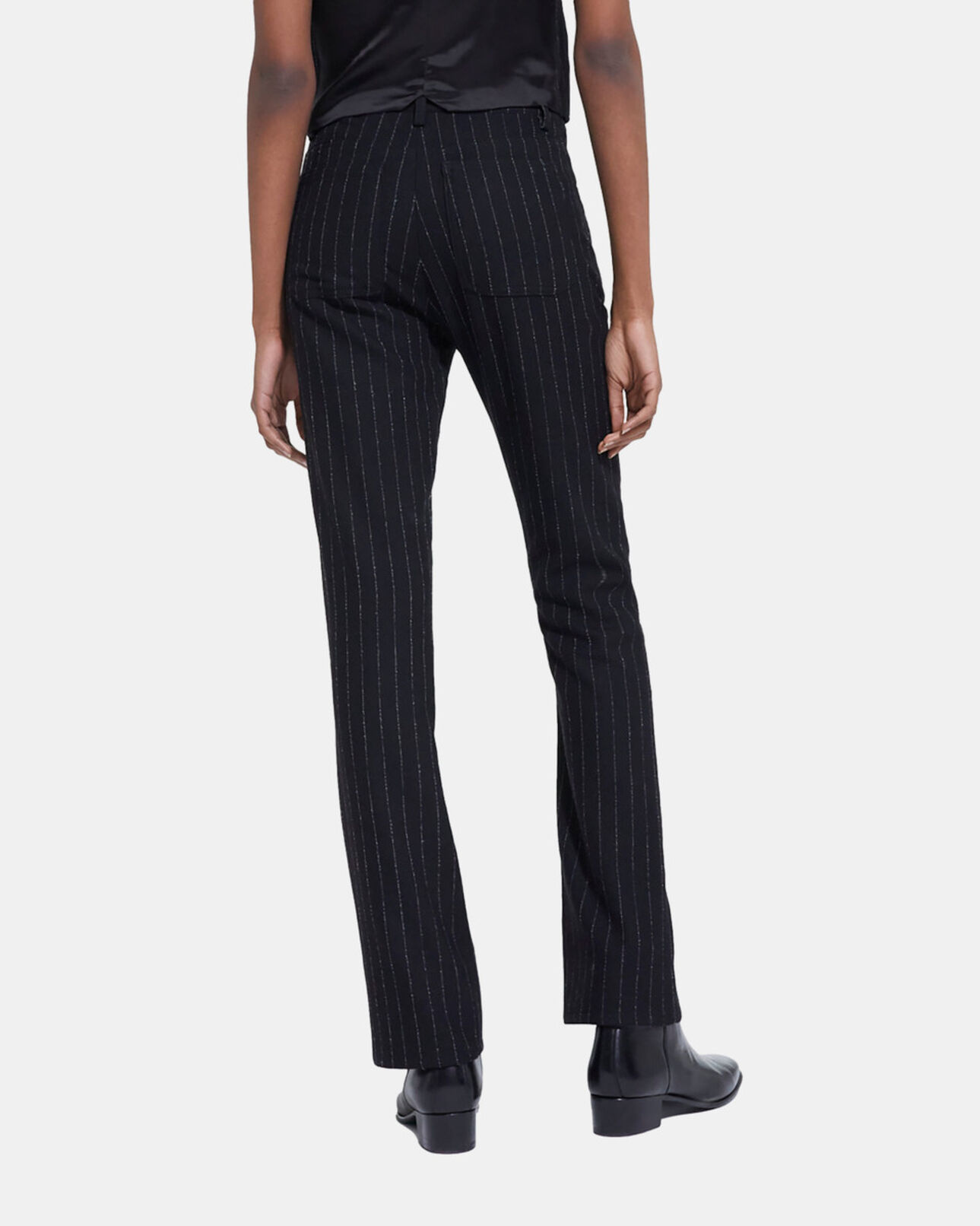 The Kooples FEMME BLACK WHITE pantalon de costume en laine rayé