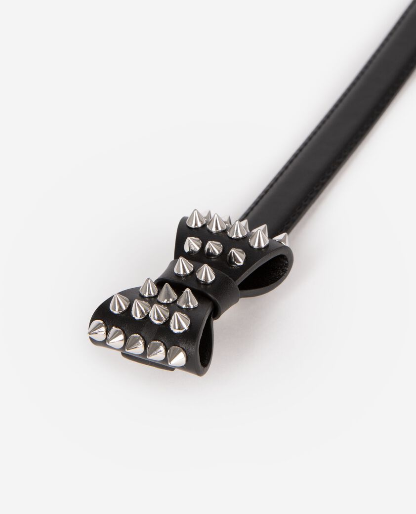 The Kooples FEMME BLACK ceinture fine avec noeud en cuir noire