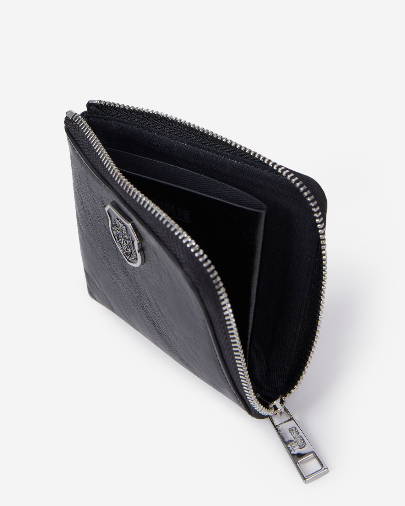 The Kooples M BLACK black leather blazon coin purse