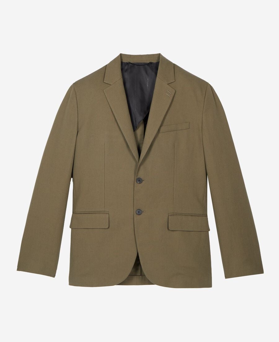 The Kooples MEN KAKI khaki cotton linen suit jacket