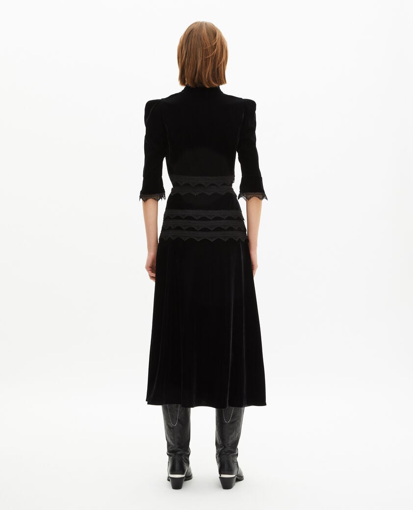 The Kooples F BLACK long black velvet skirt