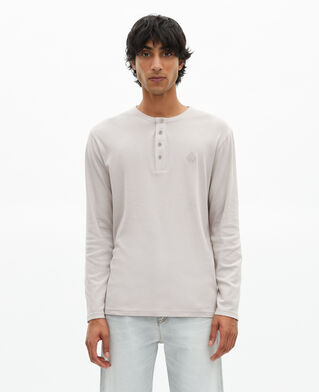 The Kooples MEN LIGHT GREY long-sleeved t-shirt with gray crest