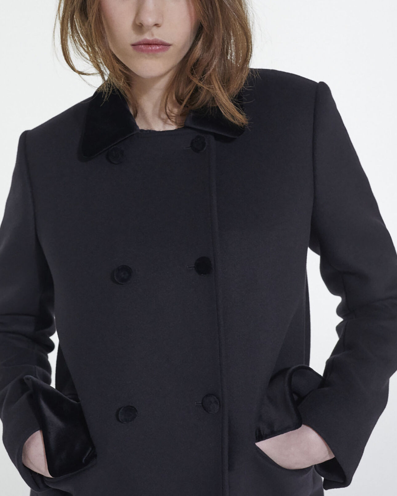 The Kooples WOMEN BLACK black wool and cashmere coat
