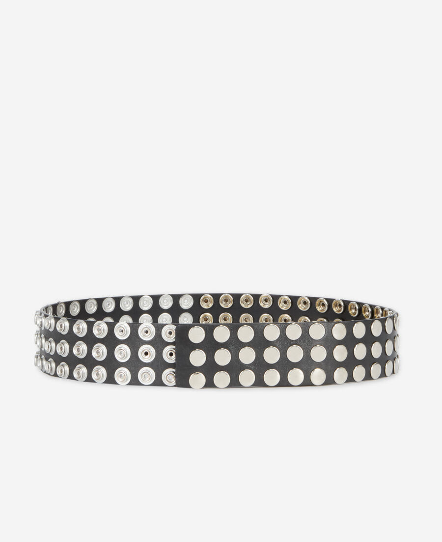 The Kooples DAMEN BLACK schwarzer breiter ledergürtel