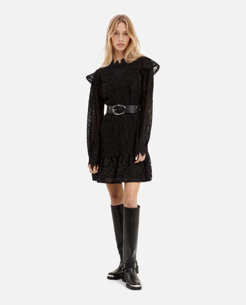 The Kooples WOMEN BLACK short black lace dress