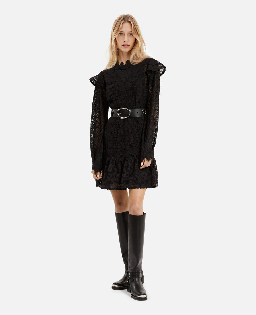 The Kooples FEMME BLACK robe courte en dentelle noire