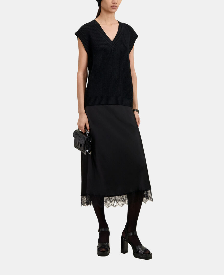 black sleeveless wool sweater