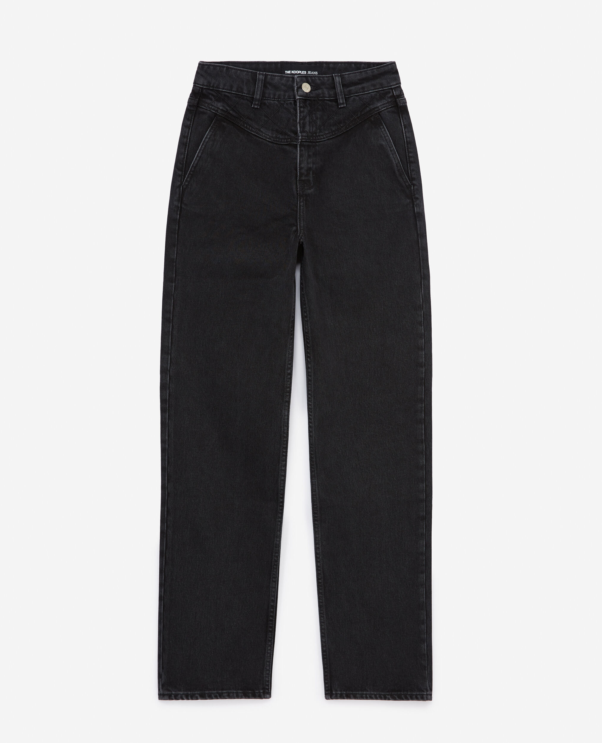 Jeans schwarz weit Naomy Steppdetail, BLACK DENIM, hi-res image number null