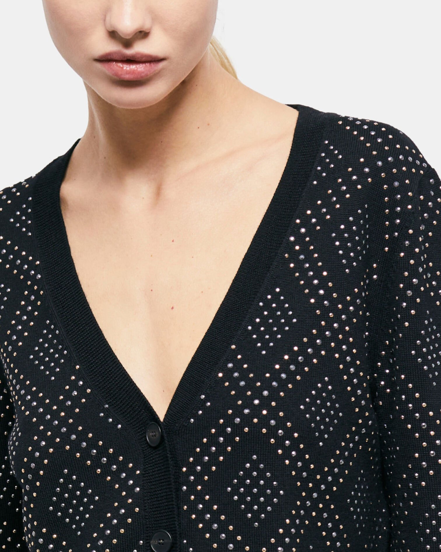 Black cardigan with rhinestones, BLACK, hi-res image number null