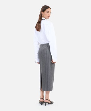 The Kooples DAMEN LIGHT GREY mittellager bleistiftrock mit streifen