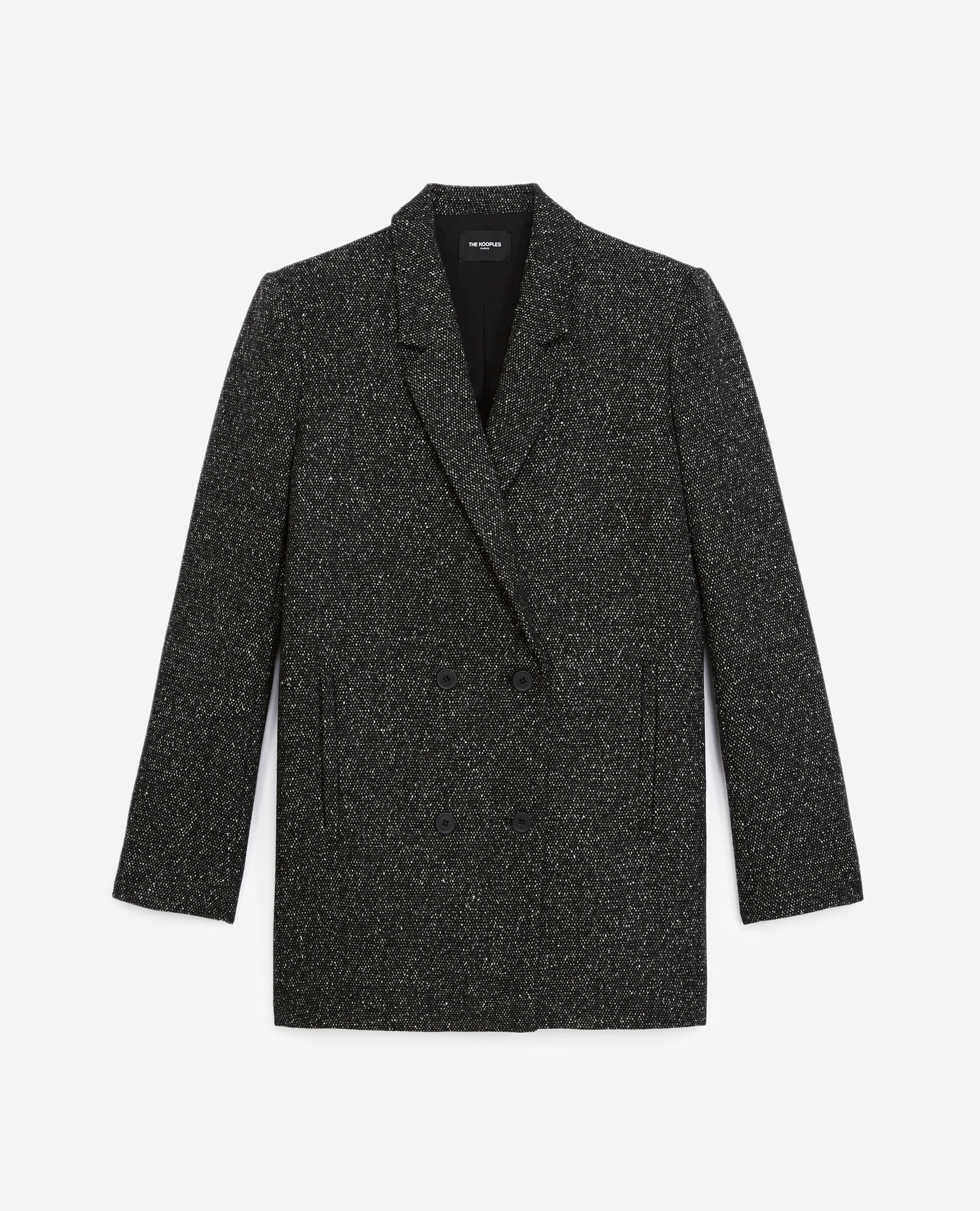 Double-breasted oversized wool suit jacket, BLACK, hi-res image number null