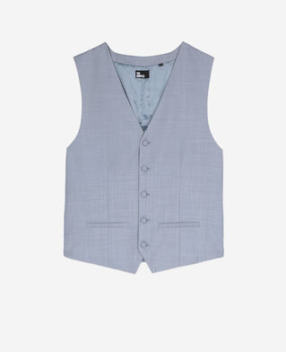 The Kooples MEN BLUE light blue slim fit wool suit vest