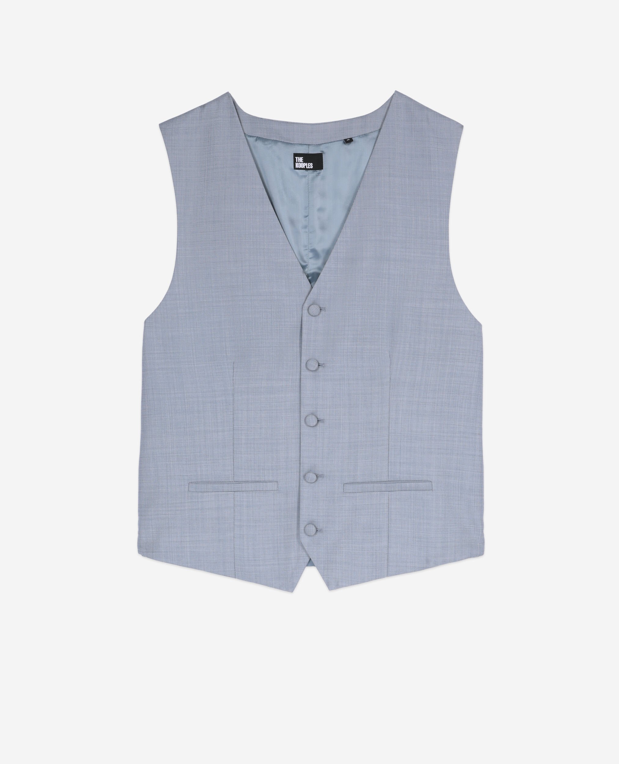 Light blue slim fit wool suit vest, BLUE, hi-res image number null