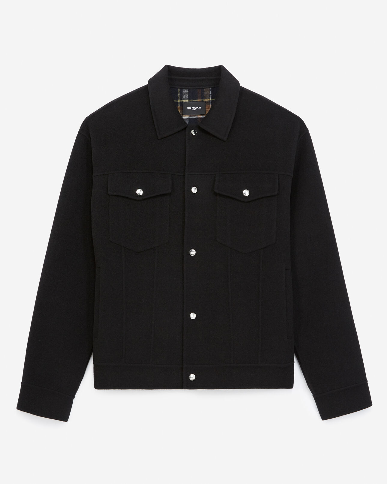 The Kooples HOMME BLACK blouson laine double face noire poches