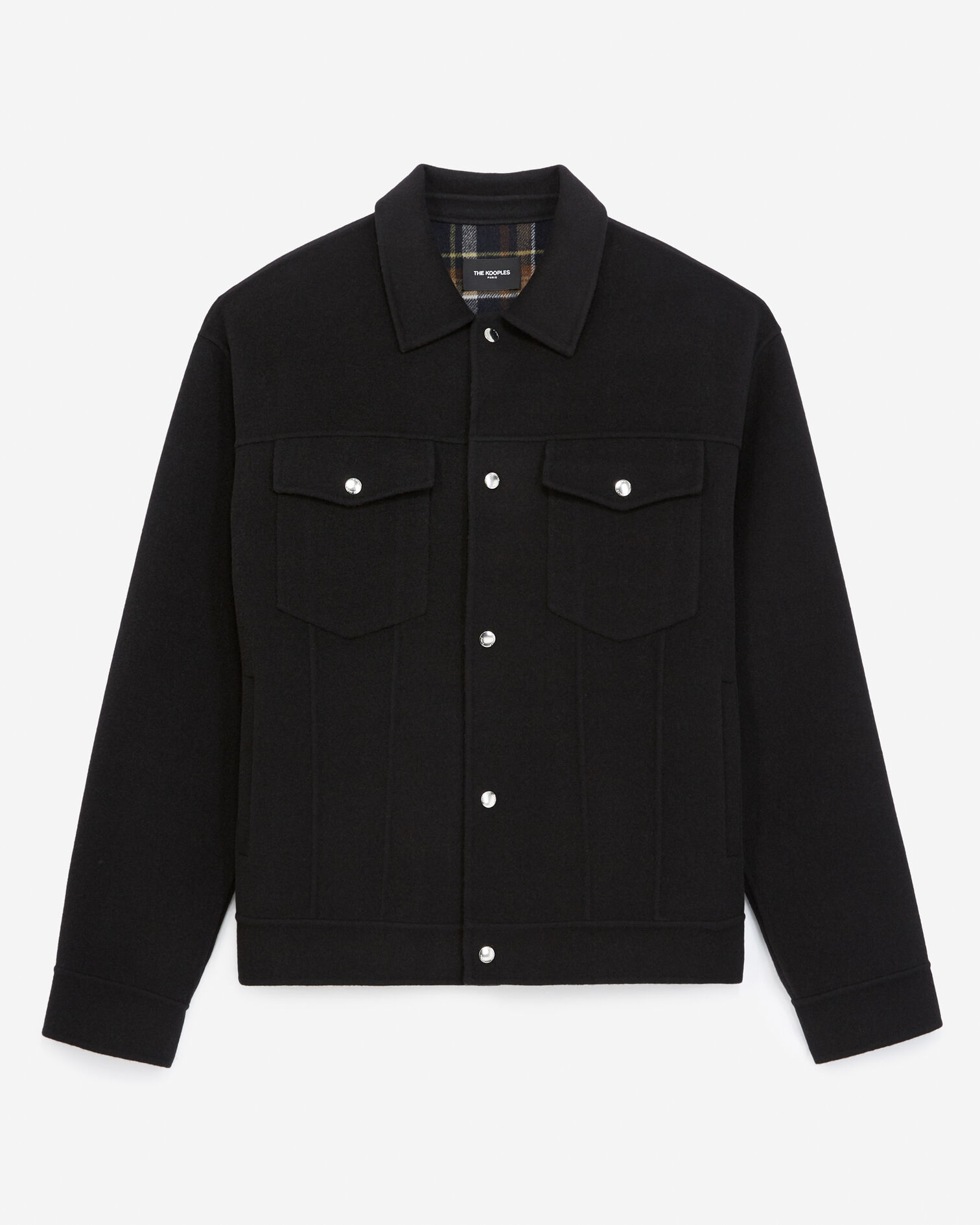 Blouson laine double face noire poches, BLACK, hi-res image number null