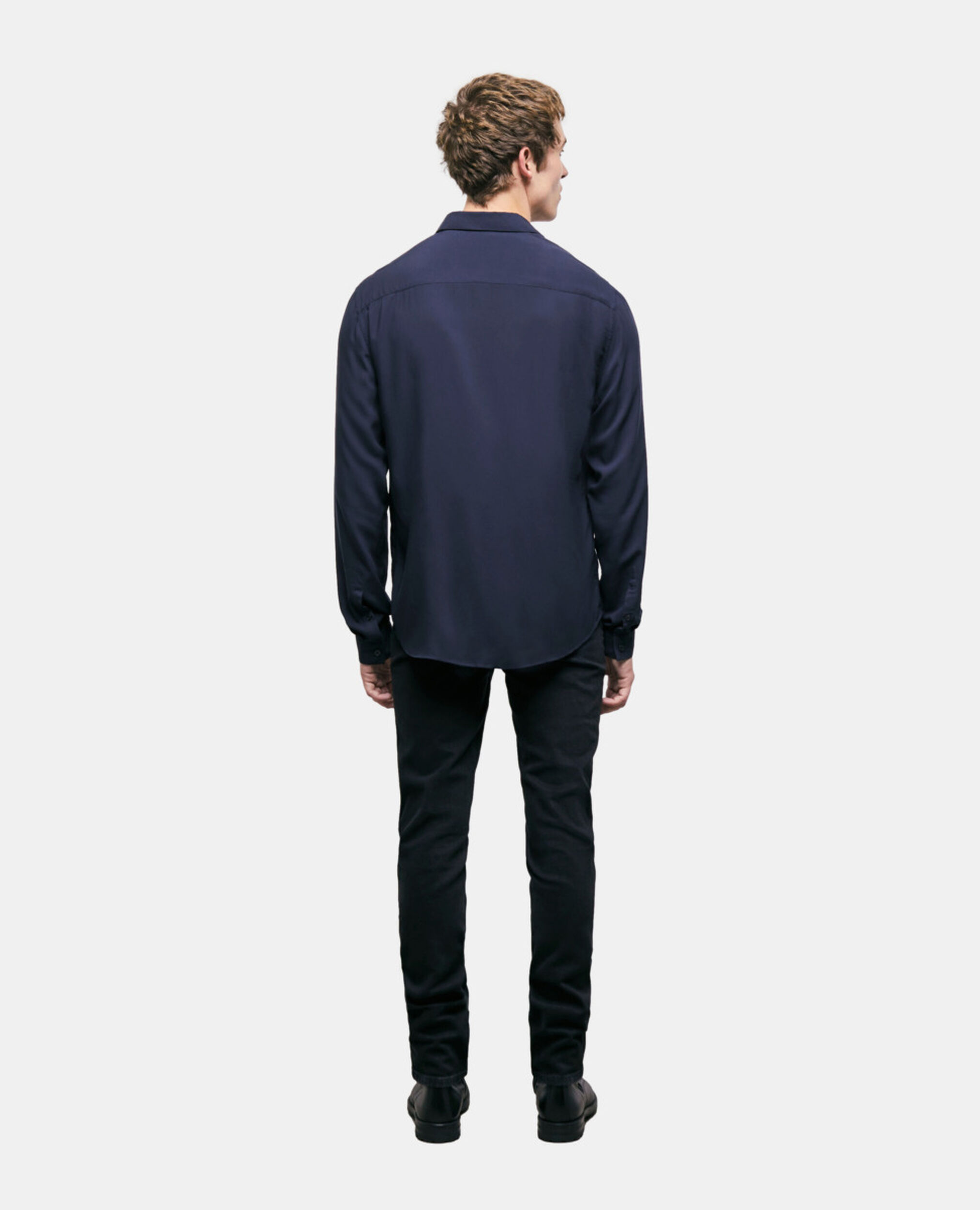 Navy blue shirt  with classic collar, DARK NAVY, hi-res image number null