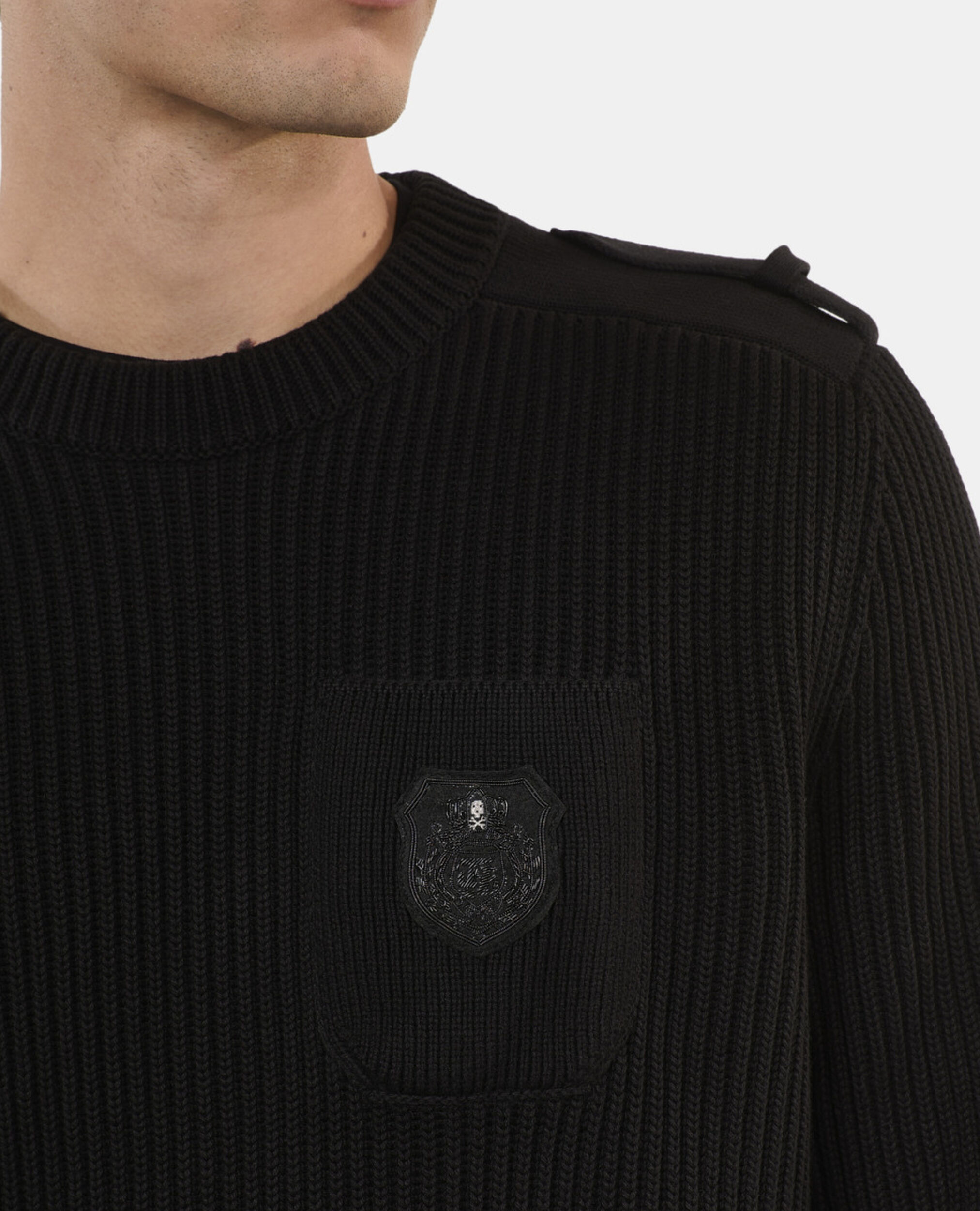 Black cotton sweater, BLACK, hi-res image number null