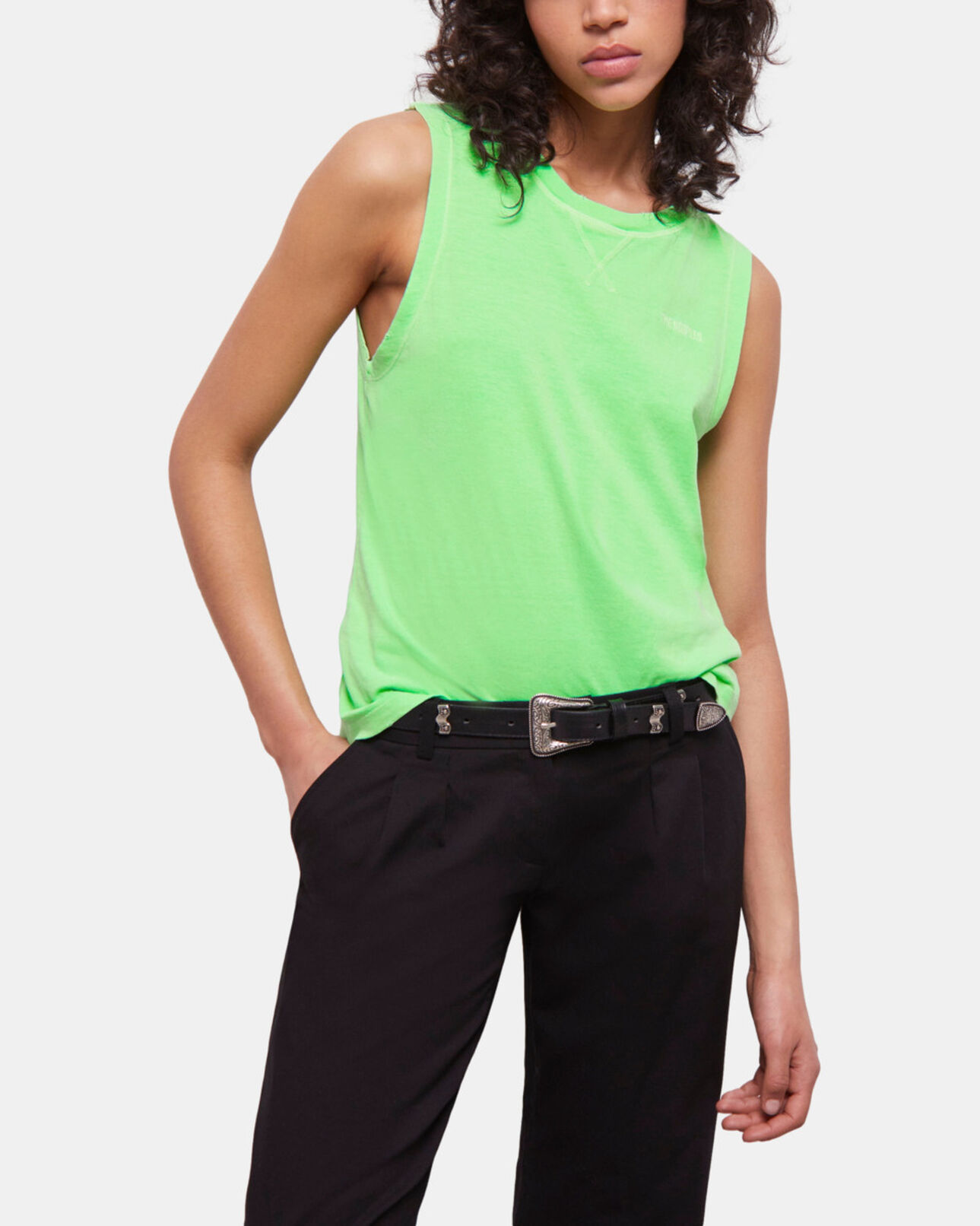 The Kooples FEMME VERT FLUO t-shirt femme vert fluo avec logo