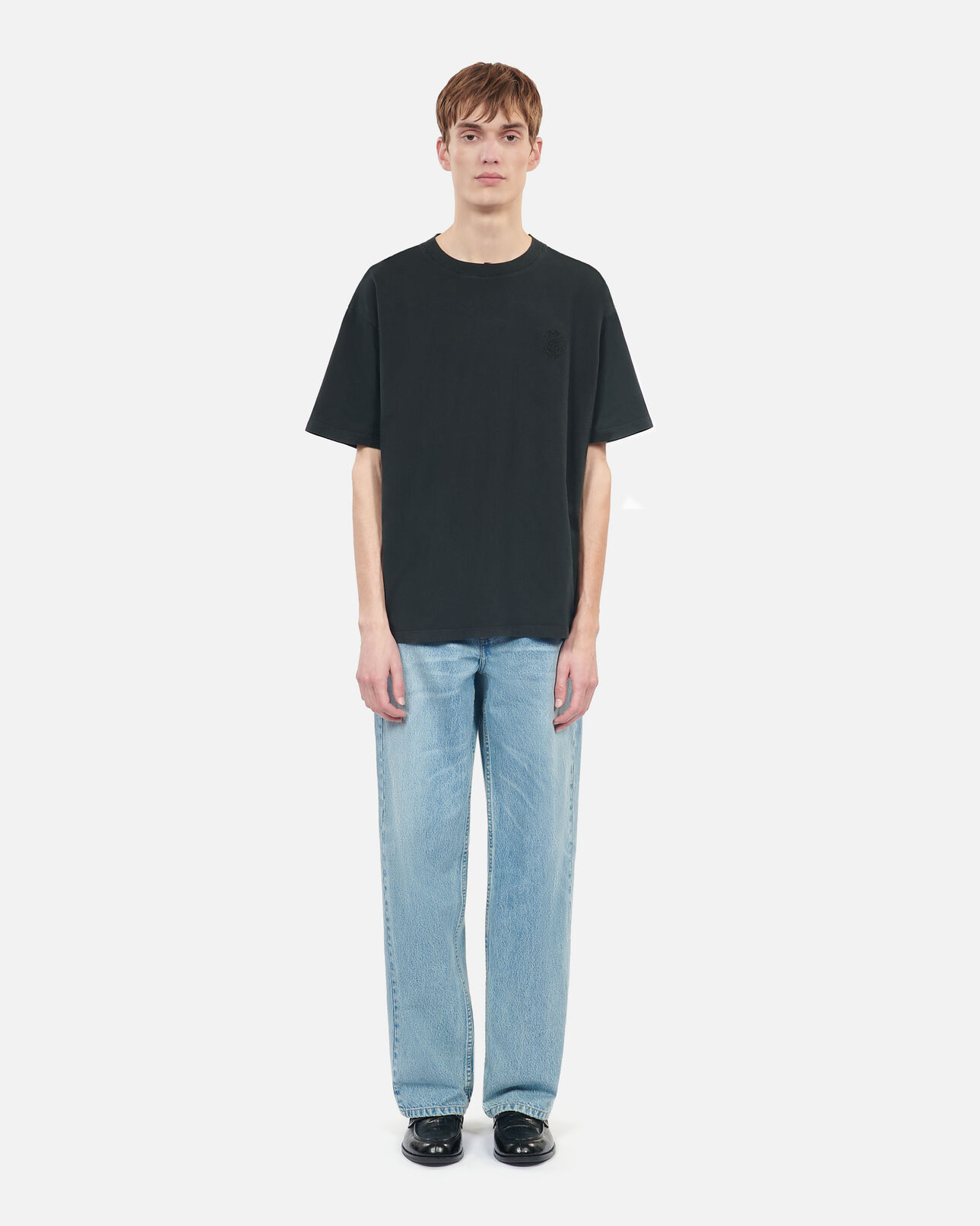 The Kooples HERREN BLACK WASHED schwarzes t-shirt mit logo
