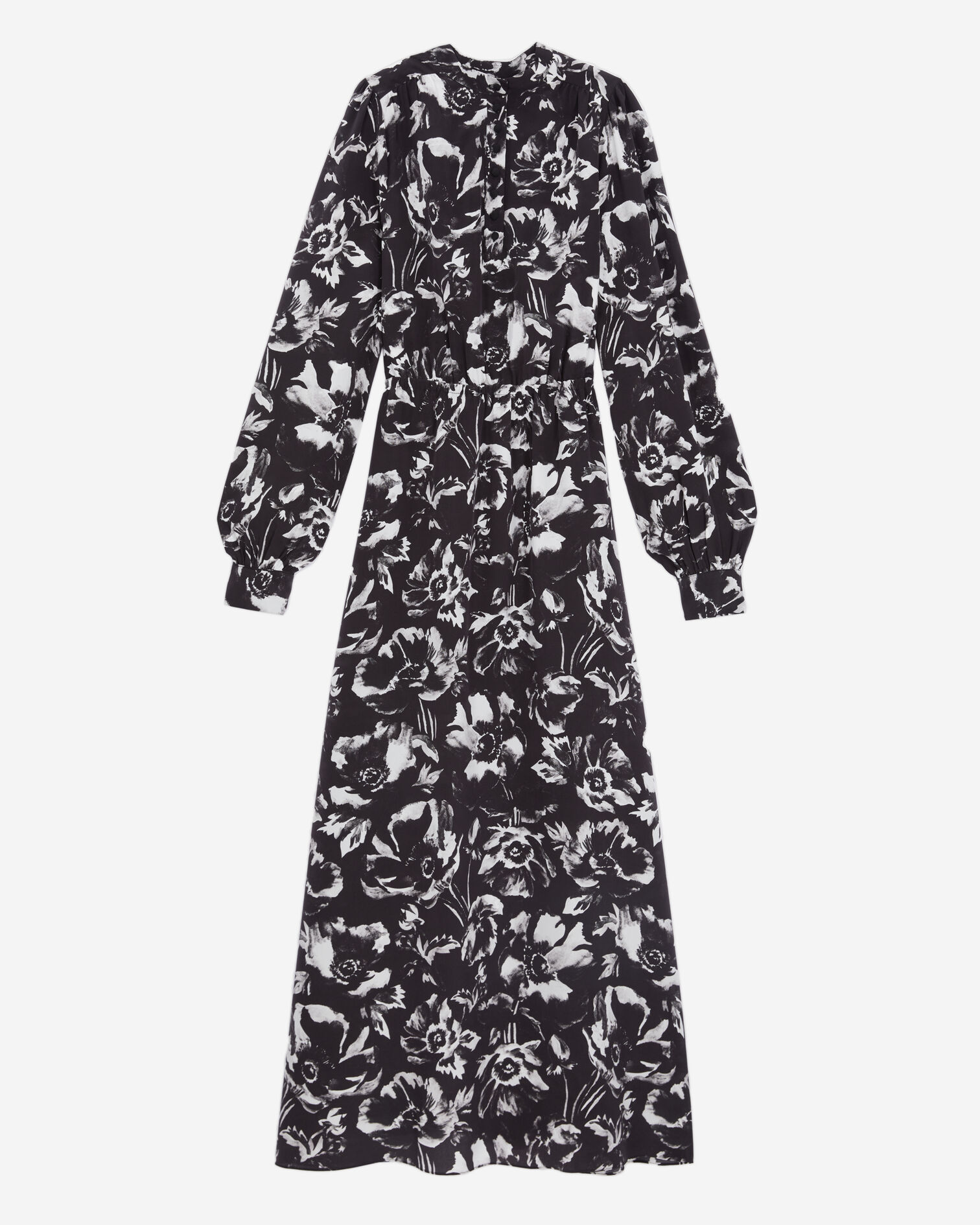 Long printed dress, BLACK WHITE, hi-res image number null