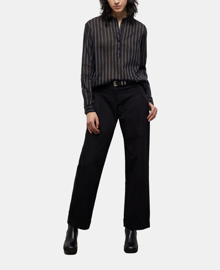 The Kooples F BLACK black striped shirt
