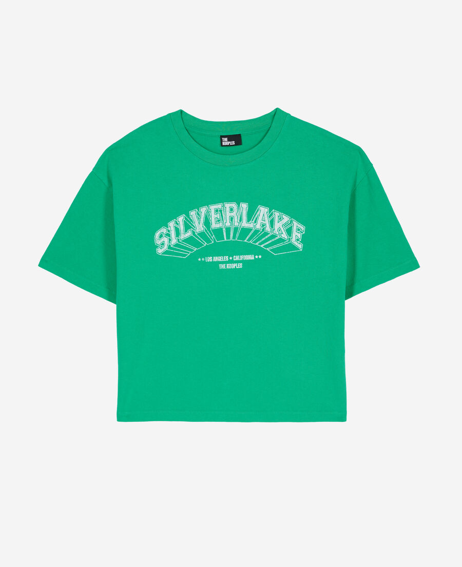 The Kooples F GREEN light green t-shirt with silverlake serigraphy