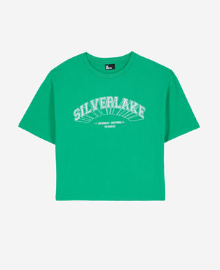 The Kooples F GREEN light green t-shirt with silverlake serigraphy