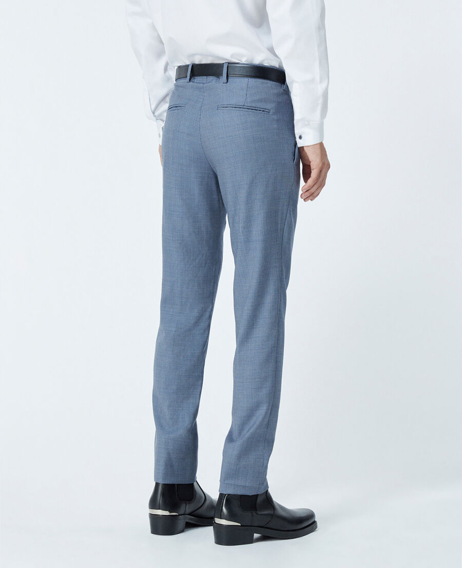 pantalon costume bleu clair à carreaux