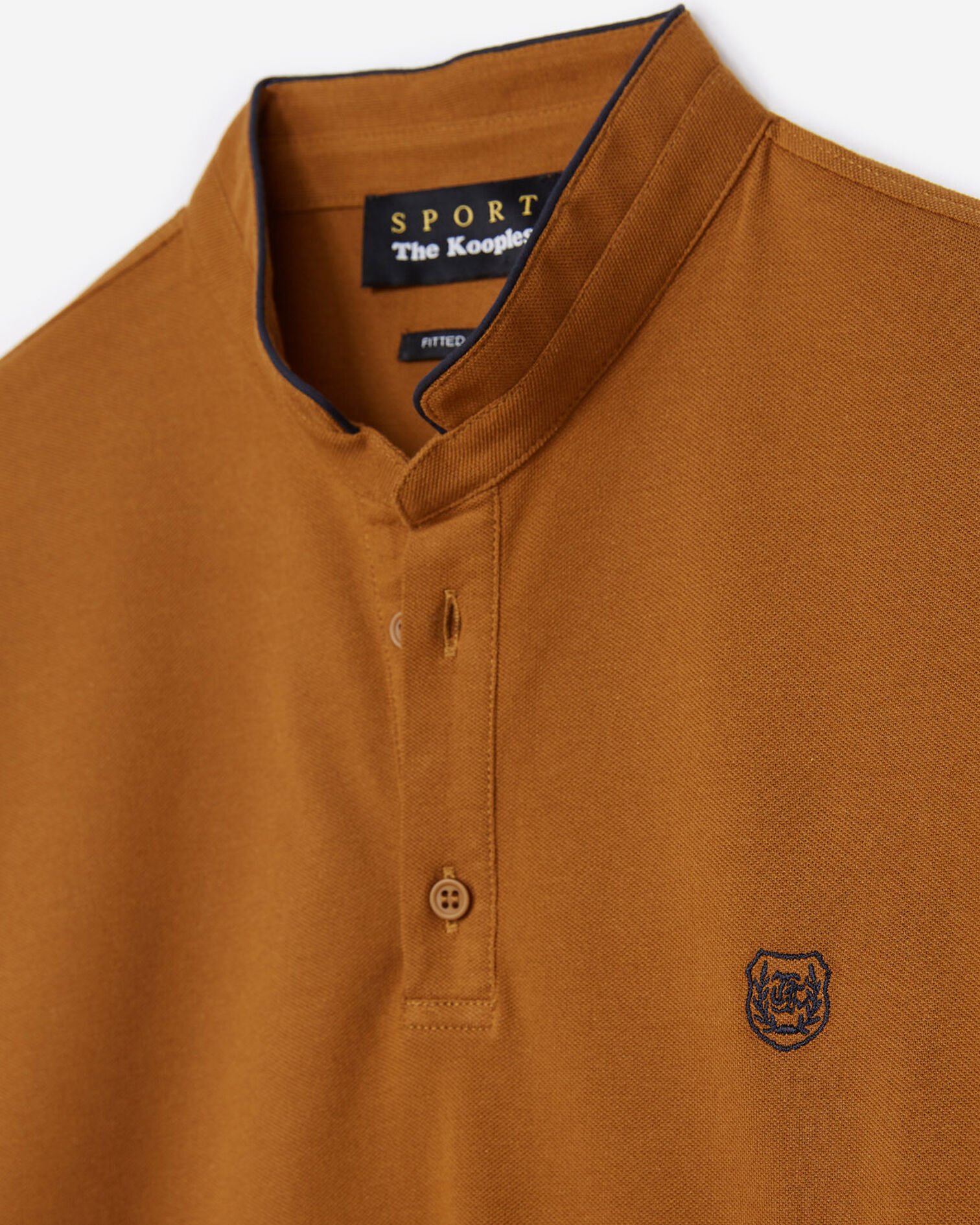 Mustard yellow cotton polo shirt with navy blue details, DIJON/DARK NAVY, hi-res image number null