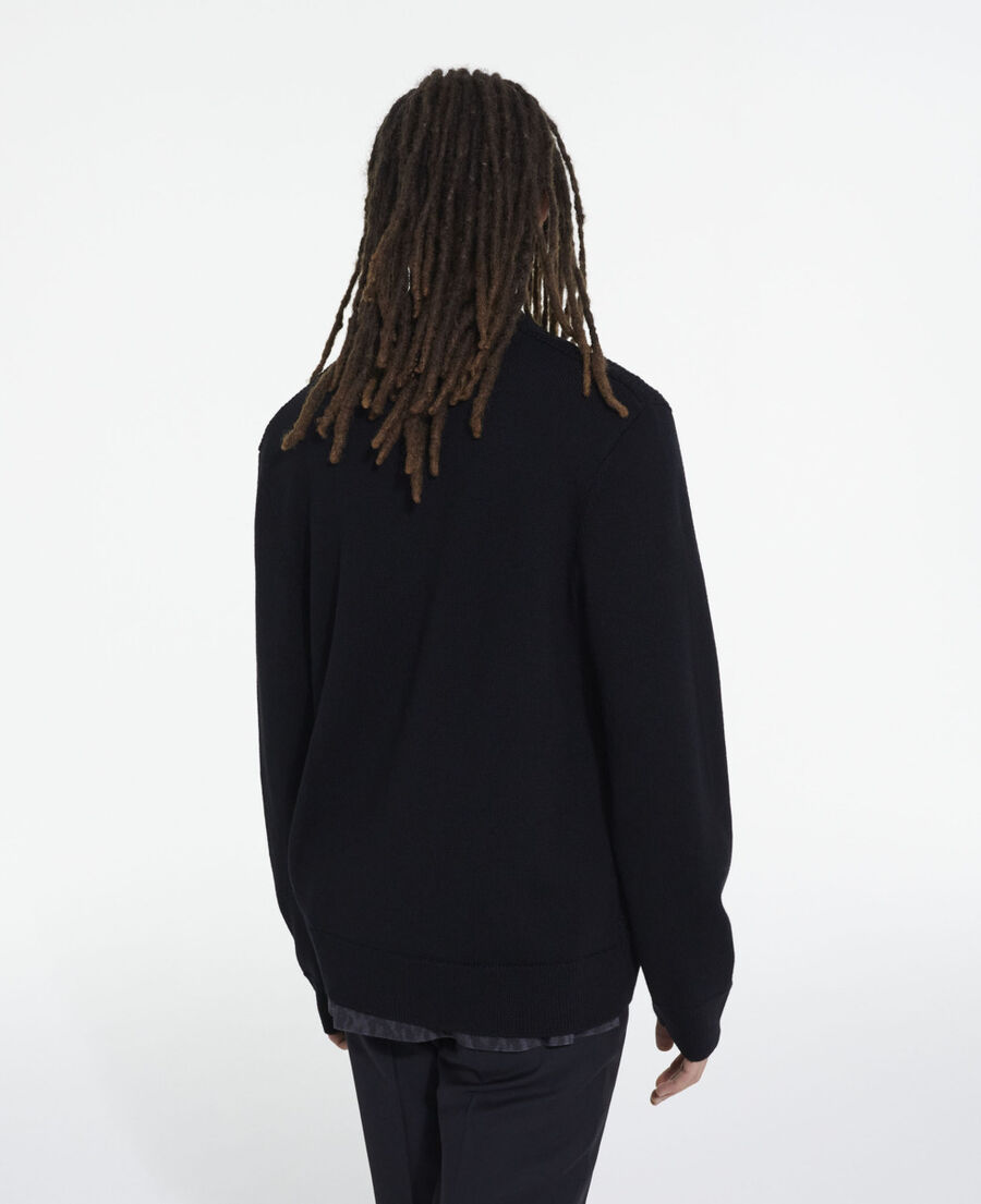 Black wool cardigan | The Kooples - US