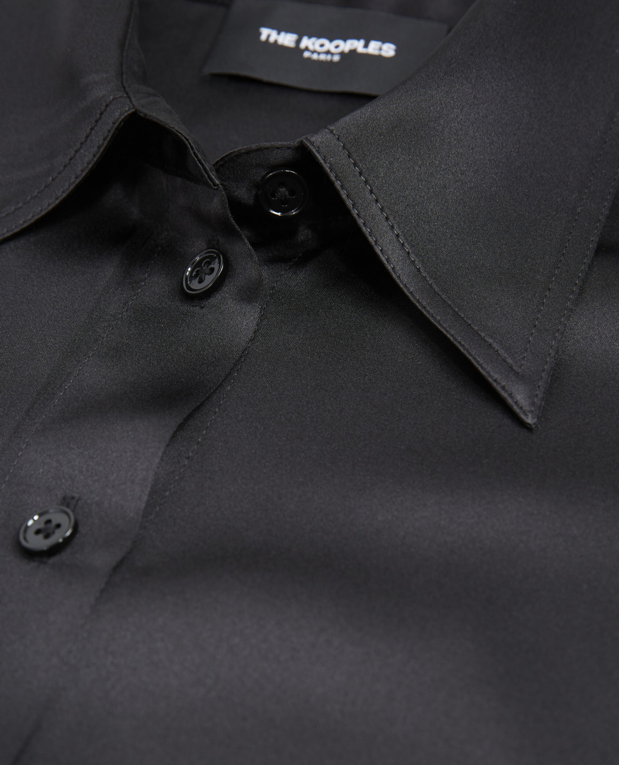 Camisa de seda negra con puño ancho, BLACK, hi-res image number null