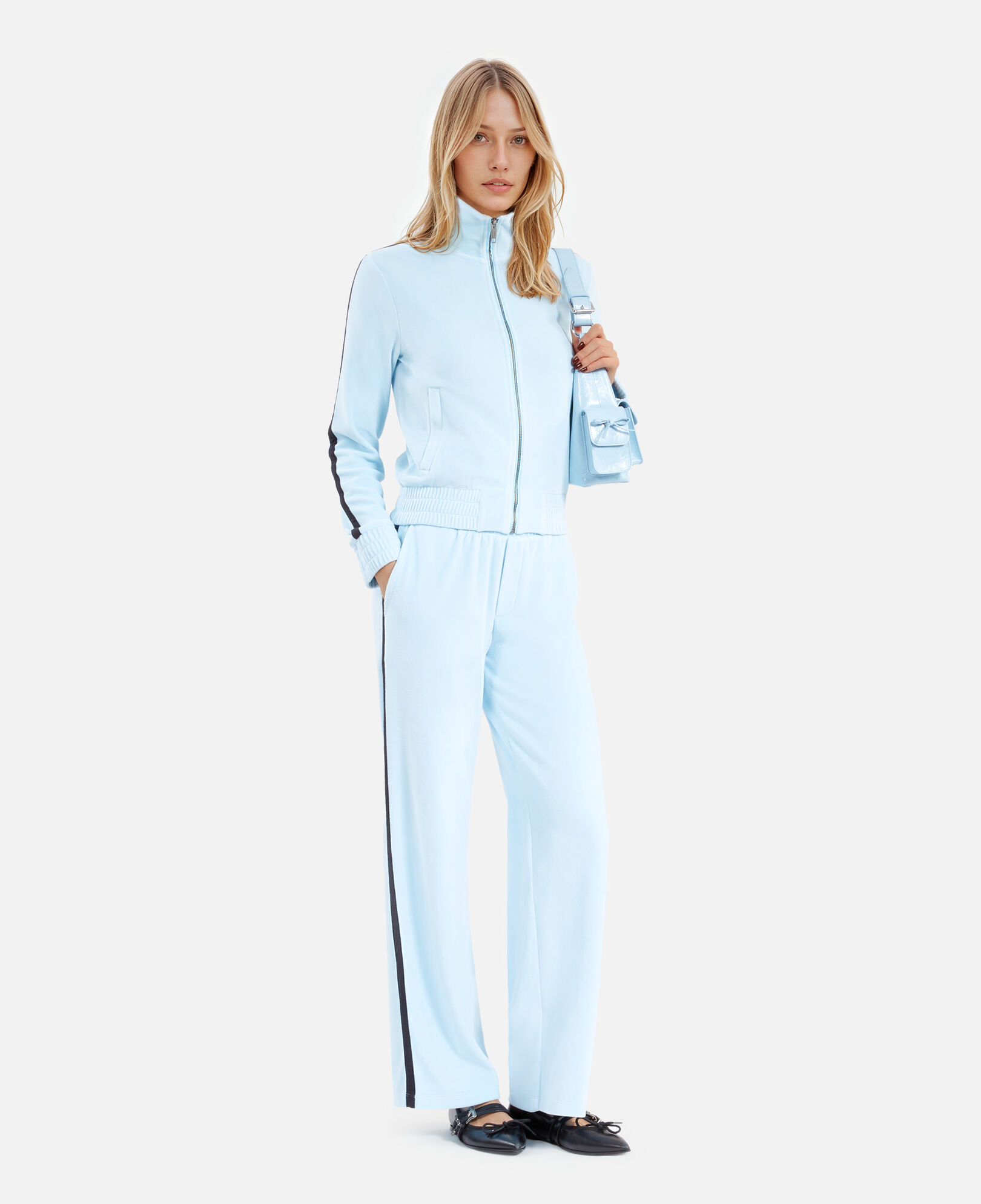 The Kooples DAMEN BABY BLUE hellblaues sweatshirt aus samt