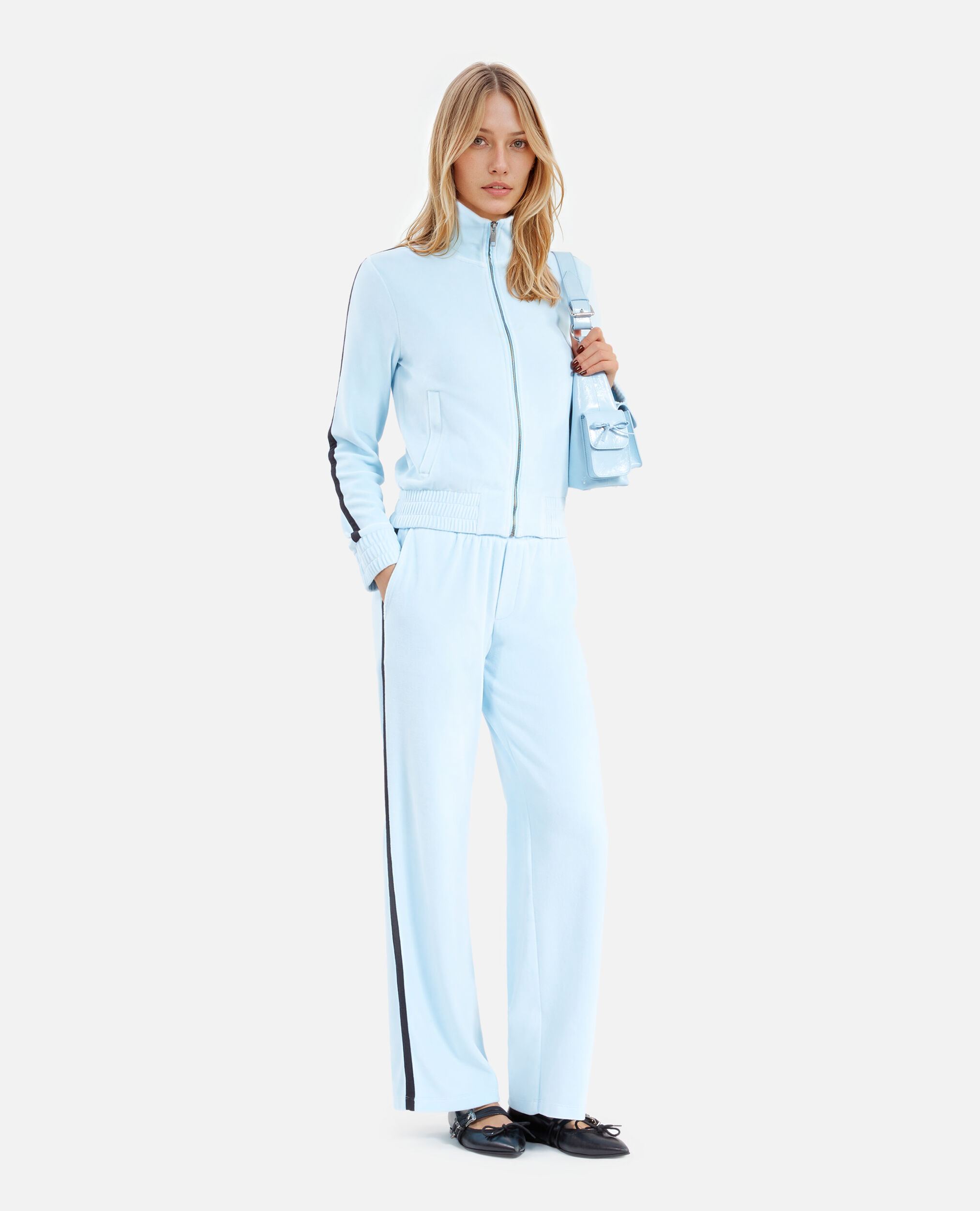 Hellblaues Sweatshirt aus Samt, BABY BLUE, hi-res image number null