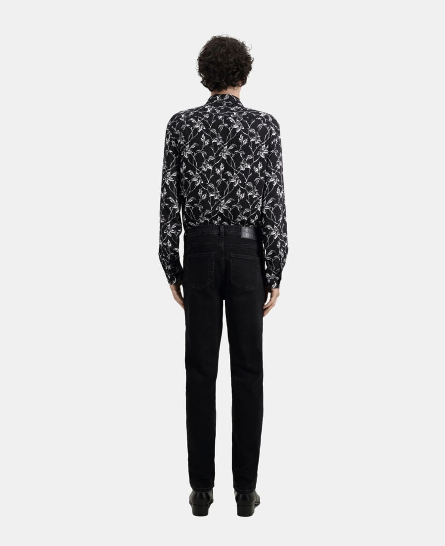 The Kooples HOMME BLACK WASHED jean noir droit avec chaîne