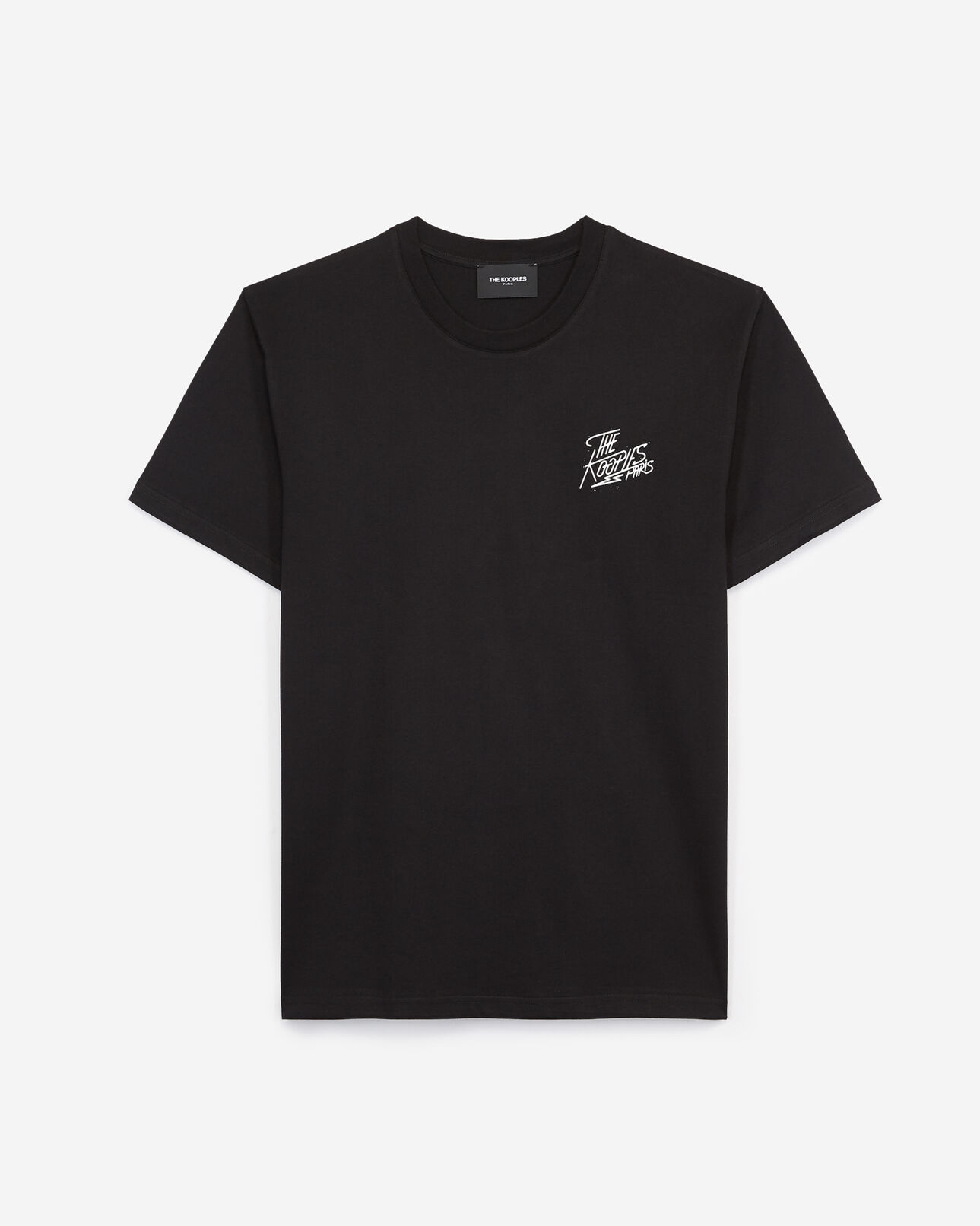 The Kooples HOMME BLACK t-shirt noir coton sérigraphie poitrine
