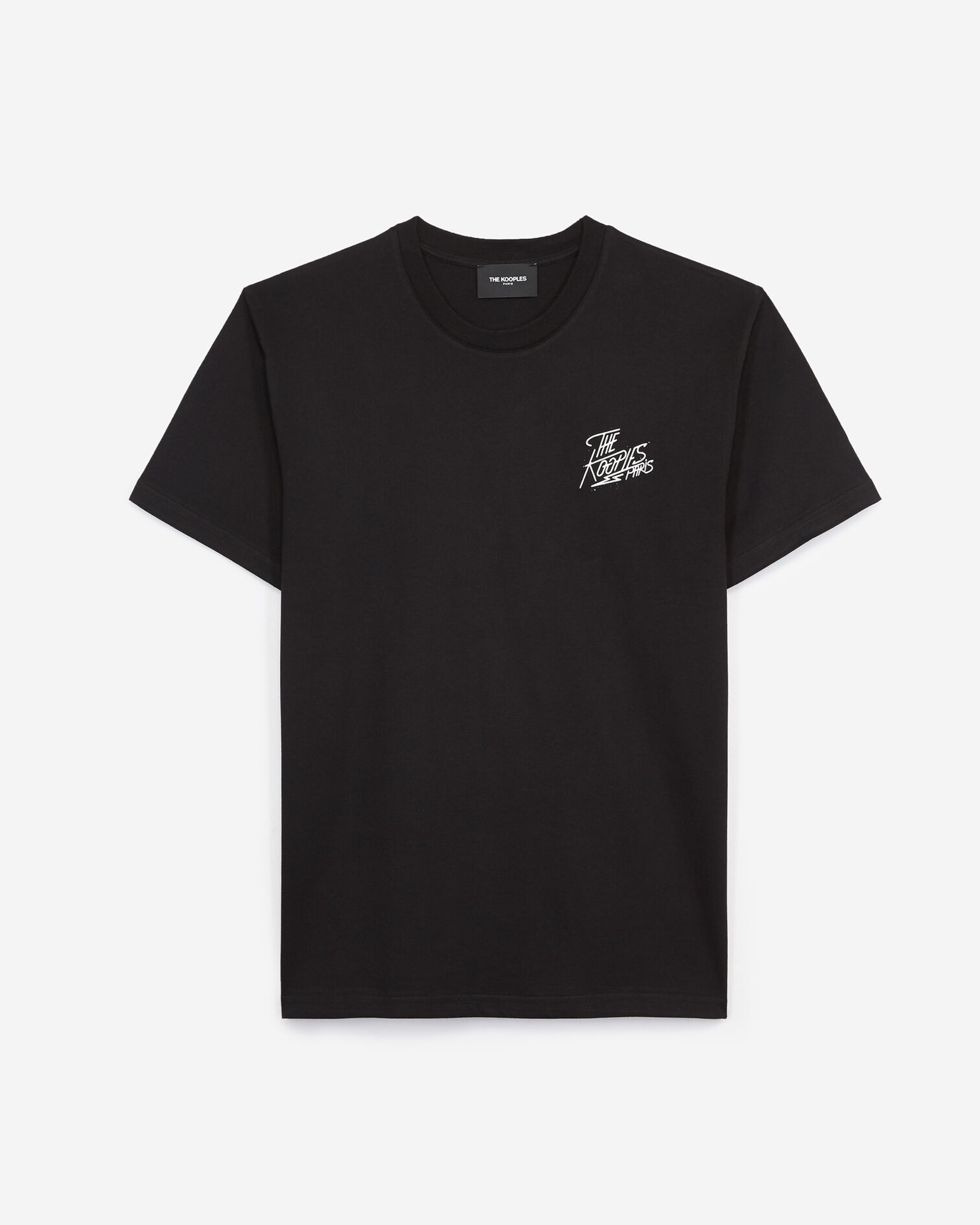 T-shirt noir coton sérigraphie poitrine, BLACK, hi-res image number null